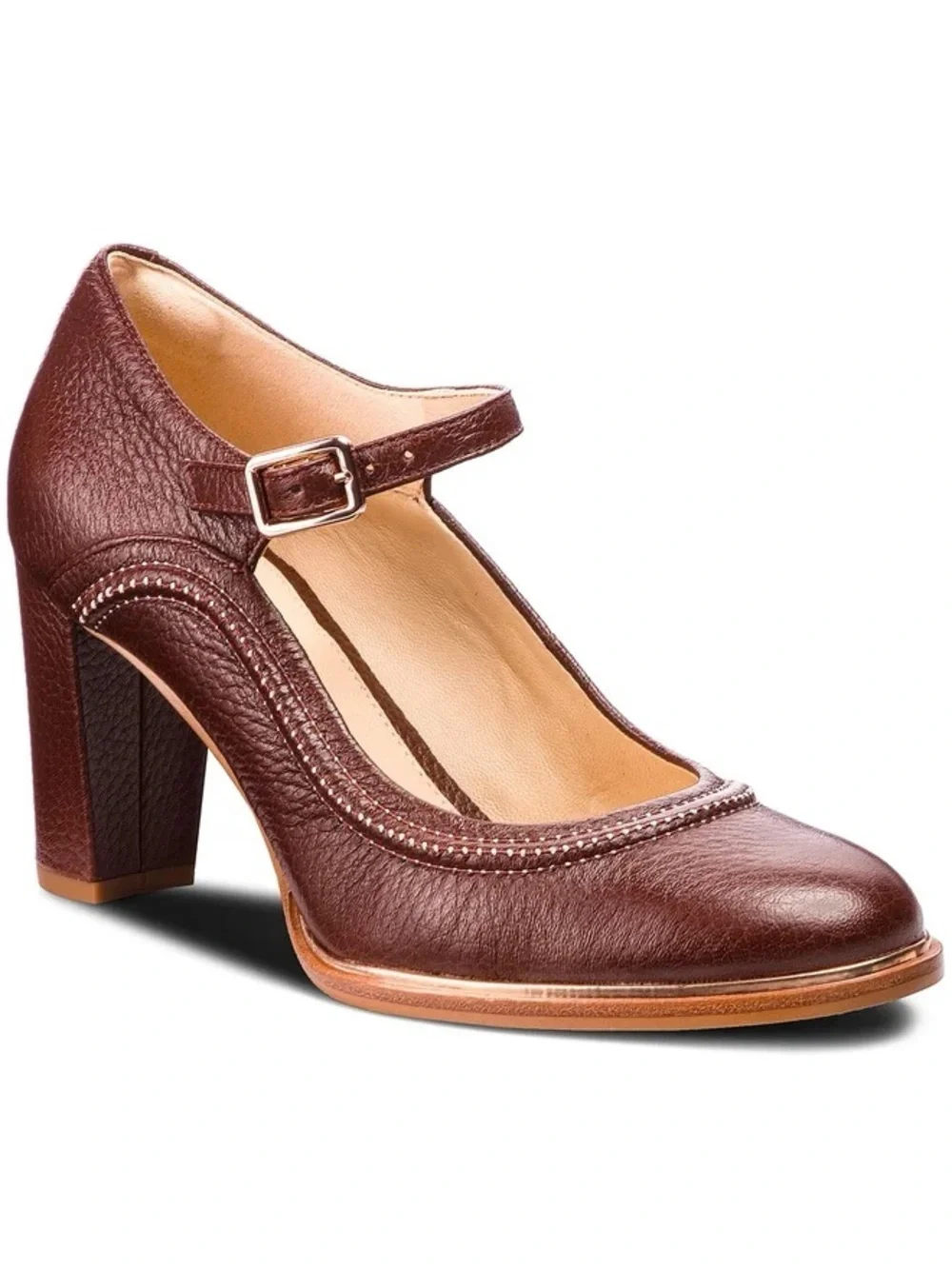 Clarks Ellis Mae brown leather Mary Jane pumps